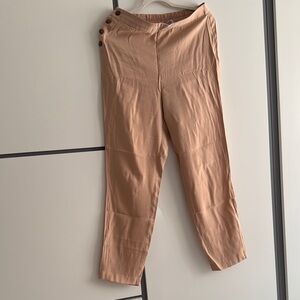 Chic Tan Button-Detail Pants
